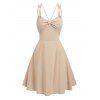 Robe Mi-Longue Nouée Croisée à Bretelle Fine sans Manches - café lumière XXL