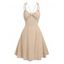 Robe Mi-Longue Nouée Croisée à Bretelle Fine sans Manches - café lumière XXL