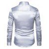 Fashion Satin Curved Hem Shirt - LIGHT GRAY M