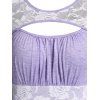 Flower Lace Cut Out Crossover High Low Dress - LIGHT PURPLE XL