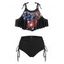 Maillot de Bain Tankini Rembourré à Imprimé Drapeau avec Strass - Noir L