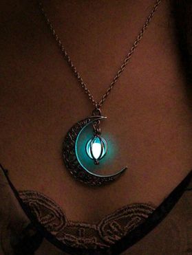Noctilucence Crystal Moon Pendant Chain Alloy Necklace
