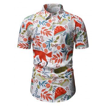 

Animal Plant Allover Print Short Sleeve Shirt, Multicolor