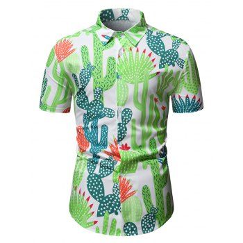 

Cactus Allover Print Short Sleeve Vacation Shirt, Multicolor