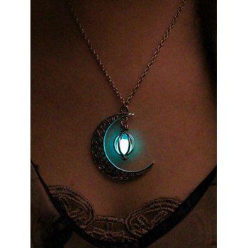 Noctilucence Crystal Moon Pendant Chain Alloy Necklace dresslily imagine noua 2022