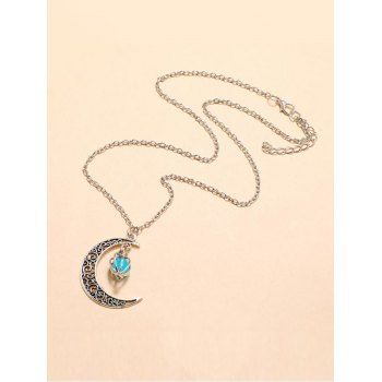 Noctilucence Crystal Moon Pendant Chain Alloy Necklace