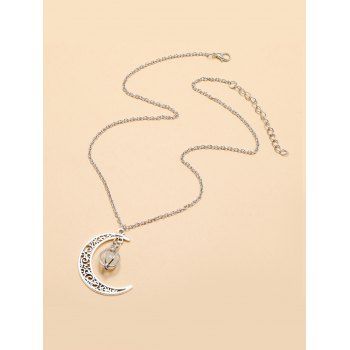 Noctilucence Crystal Moon Pendant Chain Alloy Necklace dresslily imagine noua 2022