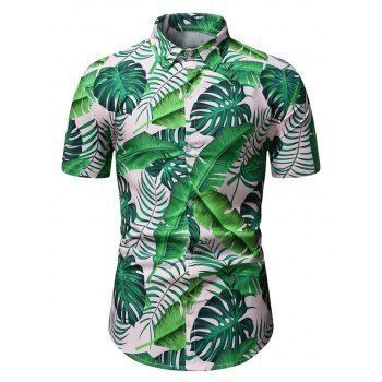 

Tropical Palm Leaves Button Up Shirt, Multicolor