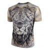 T-shirt à Imprimé 3D Lion à Manches Courtes - multicolor 2XL