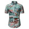 Marine Life Floral Vacation Button Up Shirt - multicolor M
