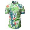 Cactus Allover Print Short Sleeve Vacation Shirt - multicolor 2XL