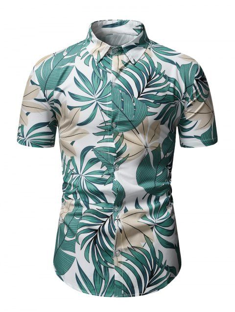 Tropical Leaf Button Up Vacation Shirt