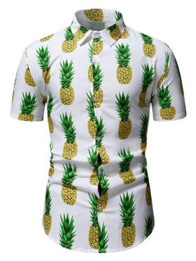 Chemise de Vacances à Imprimé Ananas à Manches Courtes