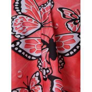 Ruffle Butterfly Print Padded Tankini Swimsuit