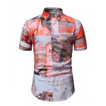 

Beach Landscape Print Short Sleeve Shirt, Multicolor