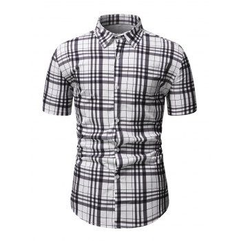 

Short Sleeve Plaid Print Shirt, White