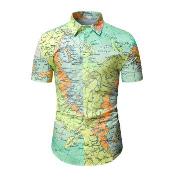 

Map Allover Print Short Sleeve Shirt, Multicolor