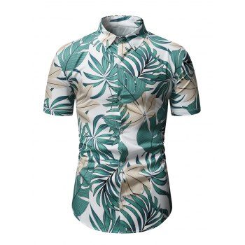 

Tropical Leaf Button Up Vacation Shirt, Multicolor