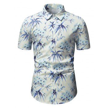 

Short Sleeve Leaves Allover Print Vacation Shirt, Multicolor