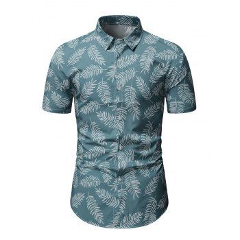 

Allover Leaf Print Short Sleeve Vacation Shirt, Multicolor