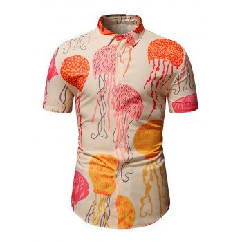 

Marine Life Jellyfish Print Button Up Shirt, Multicolor