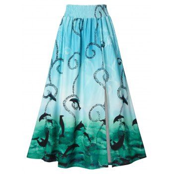 

Ombre Marine Life Dolphin Maxi Skirt, Multicolor