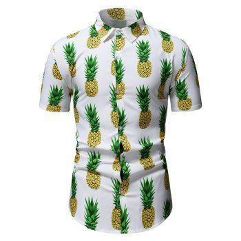 

Pineapple Print Short Sleeve Vacation Shirt, Multicolor