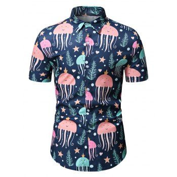 

Cartoon Jellyfish Seaweed Polka Dot Shirt, Multicolor