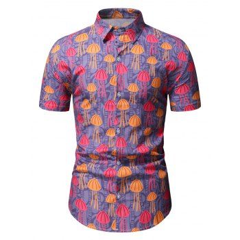 

Cartoon Jellyfish Print Shirt, Multicolor