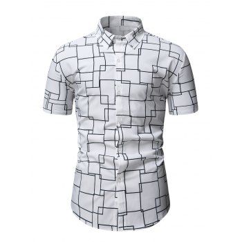 

Casual Geometric Print Shirt, White
