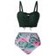 Tropical Print Cinched Padded Bikini Swimsuit - DEEP GREEN XXXL