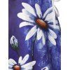 Mini Robe Teintée à Imprimé Fleur à Lacets à Volants - Bleu clair L