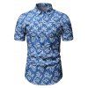 Chemise à Imprimé Feuille en Tissu à Manches Courtes - multicolor L