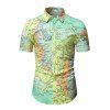 Map Allover Print Short Sleeve Shirt - multicolor 2XL