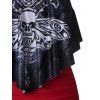 Skull Butterfly Print Crossover Tankini Swimsuit - BLACK XL