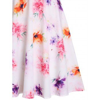 Crisscross Cinched Floral Print Cut Out Mini Dress