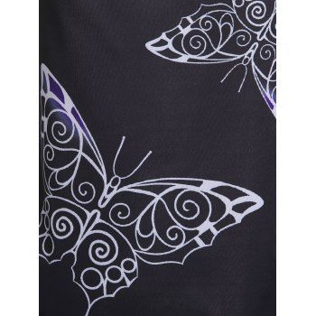 Cowl Neck Butterfly Print Casual Tank Top