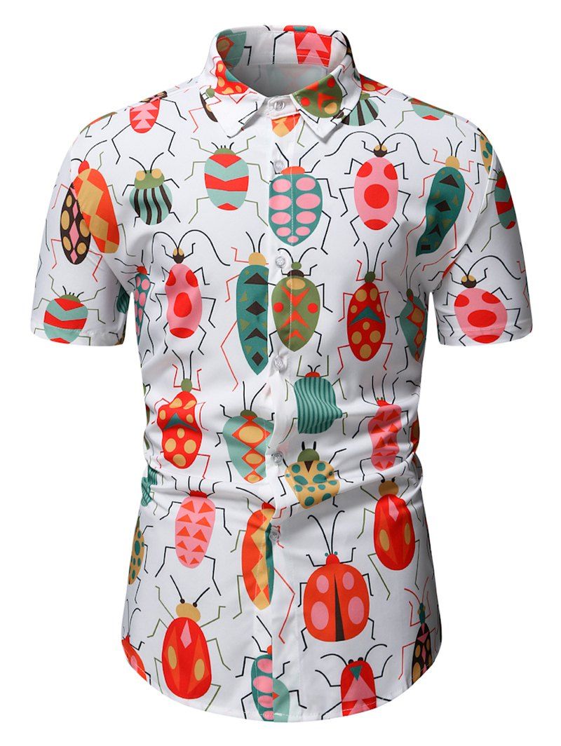 Allover Insect Print Button Up Shirt - multicolor M