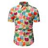 Funny Cat Head Print Button Up Shirt - multicolor 2XL