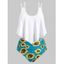 Plus Size Floral Ruffle Hem Contrast Colorblock Tankini Swimwear/Swimsuit/Bathing Suit - multicolor 5X