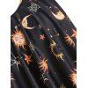 Plus Size Moon Sun Tummy Control Swimsuit Flounce Ruched Tankini Swimwear Set - BLACK 3X