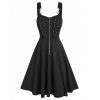 Punk Zipper Grommet High-Waisted Mini Dress - BLACK XXXL