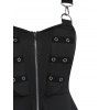 Punk Zipper Grommet High-Waisted Mini Dress - BLACK XXXL