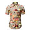 Cartoon Mushroom Cherry Print Shirt - multicolor M