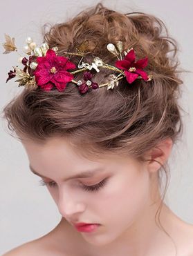 Artificial Pearl Butterfly Flower Wedding Party Hair Band