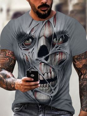 3D Skull Devil Print Short Sleeve T-shirt