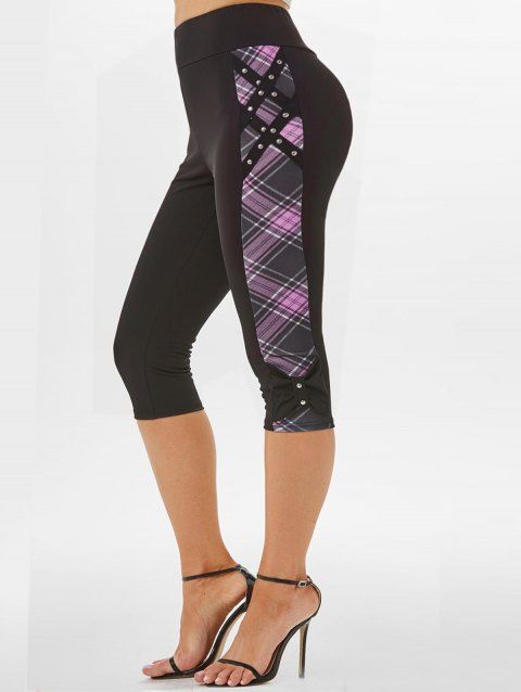 Legging Court Croisé à Carreaux avec Nœud Papillon