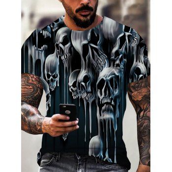 

Halloween Skull 3D Print Short Sleeves Gothic T Shirt, Multicolor