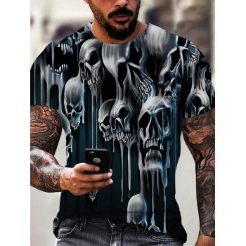 Halloween Skull 3D Print Short Sleeves Gothic T Shirt dresslily imagine noua 2022
