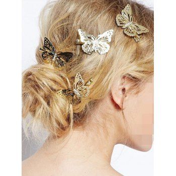 1Pair Alloy Butterfly Pattern Hair Clips